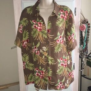 100% Silk Hawaiian print shirt